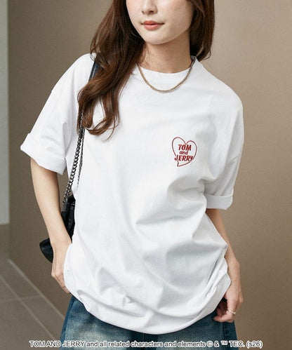 TOM AND JERRY（貓和老鼠） 心形圖案 功能性T恤