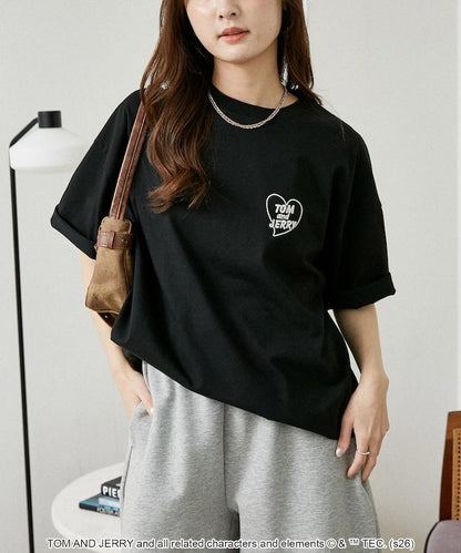 TOM AND JERRY（貓和老鼠） 心形圖案 功能性T恤