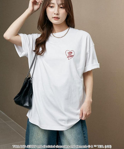 TOM AND JERRY（貓和老鼠） 心形圖案 功能性T恤