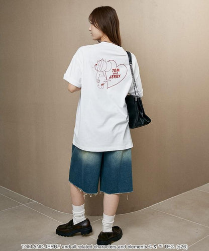 TOM AND JERRY（貓和老鼠） 心形圖案 功能性T恤