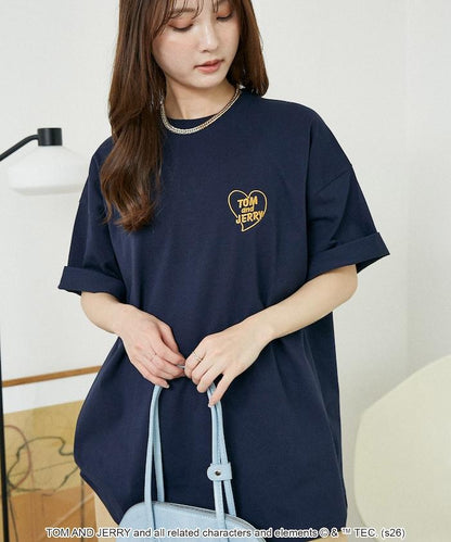 TOM AND JERRY（貓和老鼠） 心形圖案 功能性T恤