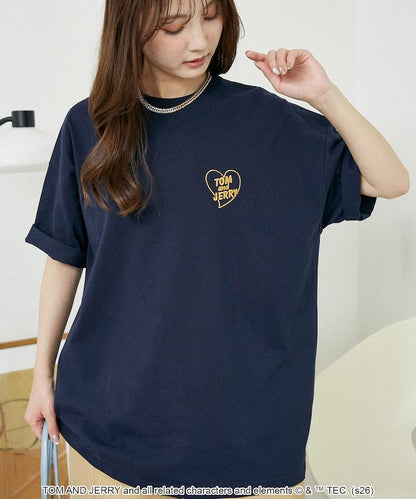 TOM AND JERRY（貓和老鼠） 心形圖案 功能性T恤