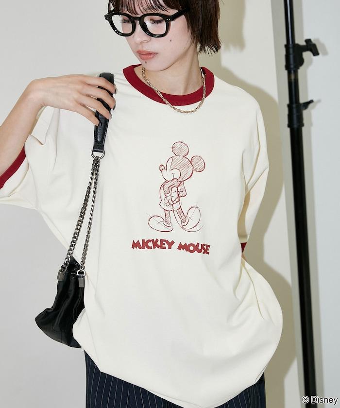 Mickey Mouse ミッキーマウス（米老鼠） 功能性面料 手繪圖案 Ringer圓領T恤
