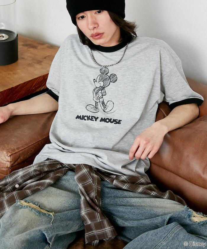 Mickey Mouse ミッキーマウス（米老鼠） 功能性面料 手繪圖案 Ringer圓領T恤