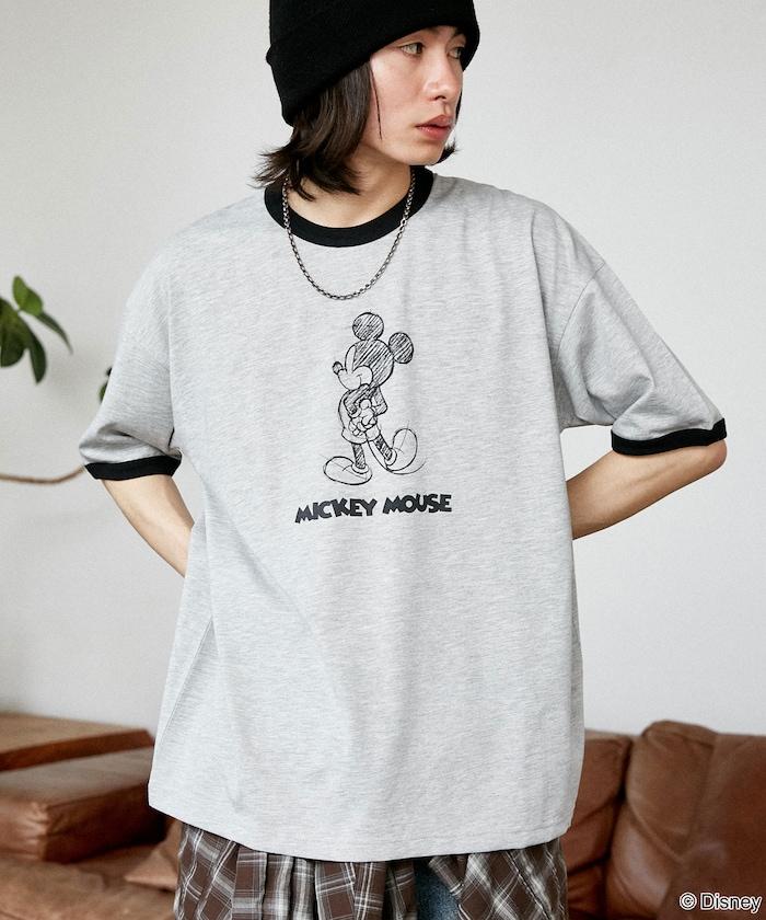 Mickey Mouse ミッキーマウス（米老鼠） 功能性面料 手繪圖案 Ringer圓領T恤
