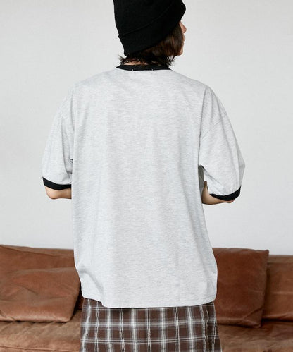 Mickey Mouse ミッキーマウス（米老鼠） 功能性面料 手繪圖案 Ringer圓領T恤