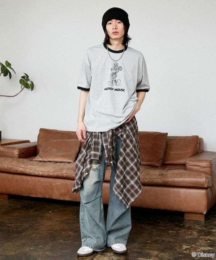 Mickey Mouse ミッキーマウス（米老鼠） 功能性面料 手繪圖案 Ringer圓領T恤