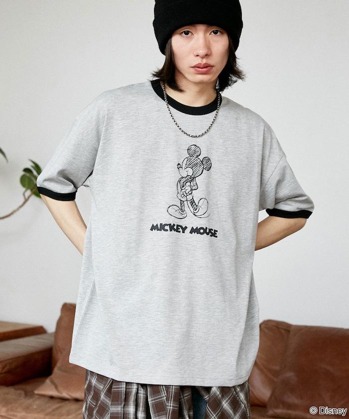 Mickey Mouse ミッキーマウス（米老鼠） 功能性面料 手繪圖案 Ringer圓領T恤