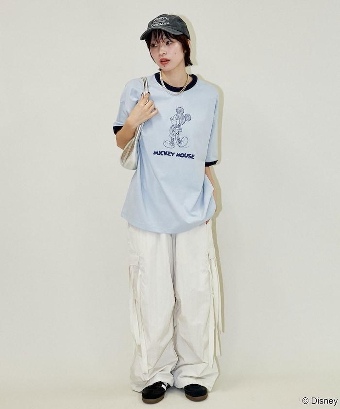 Mickey Mouse ミッキーマウス（米老鼠） 功能性面料 手繪圖案 Ringer圓領T恤