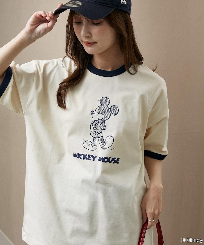 Mickey Mouse ミッキーマウス（米老鼠） 功能性面料 手繪圖案 Ringer圓領T恤