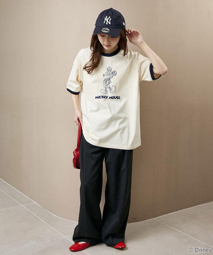 Mickey Mouse ミッキーマウス（米老鼠） 功能性面料 手繪圖案 Ringer圓領T恤