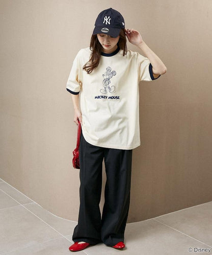 Mickey Mouse ミッキーマウス（米老鼠） 功能性面料 手繪圖案 Ringer圓領T恤