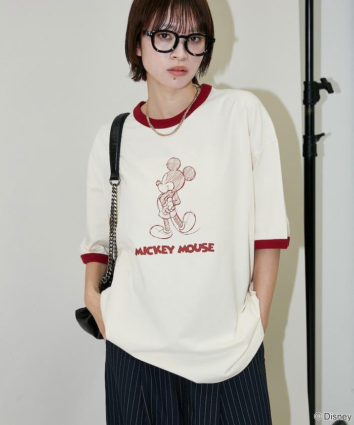 Mickey Mouse ミッキーマウス（米老鼠） 功能性面料 手繪圖案 Ringer圓領T恤