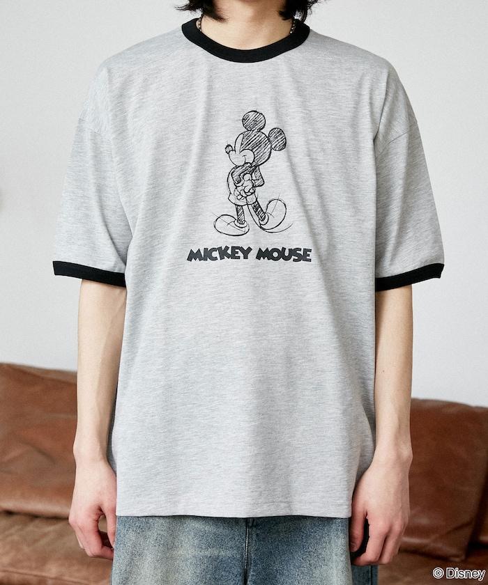 Mickey Mouse ミッキーマウス（米老鼠） 功能性面料 手繪圖案 Ringer圓領T恤