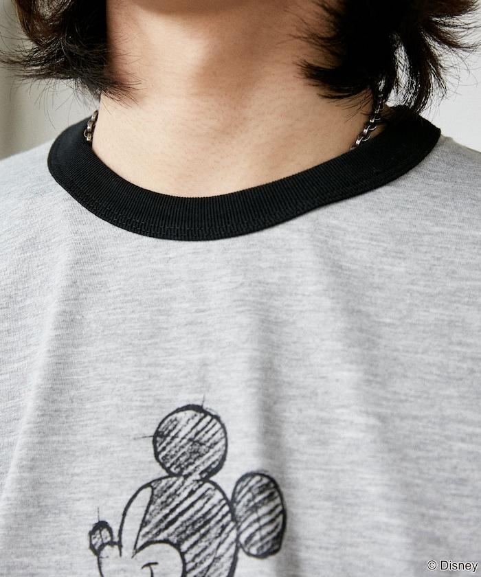 Mickey Mouse ミッキーマウス（米老鼠） 功能性面料 手繪圖案 Ringer圓領T恤