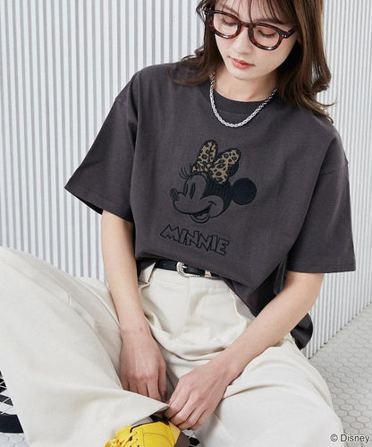 Minnie Mouse/ミニーマウス 豹紋拼接T恤