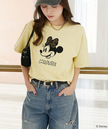 Minnie Mouse/ミニーマウス 豹紋拼接T恤