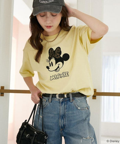 Minnie Mouse/ミニーマウス 豹紋拼接T恤