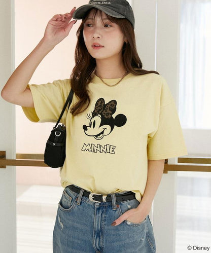 Minnie Mouse/ミニーマウス 豹紋拼接T恤