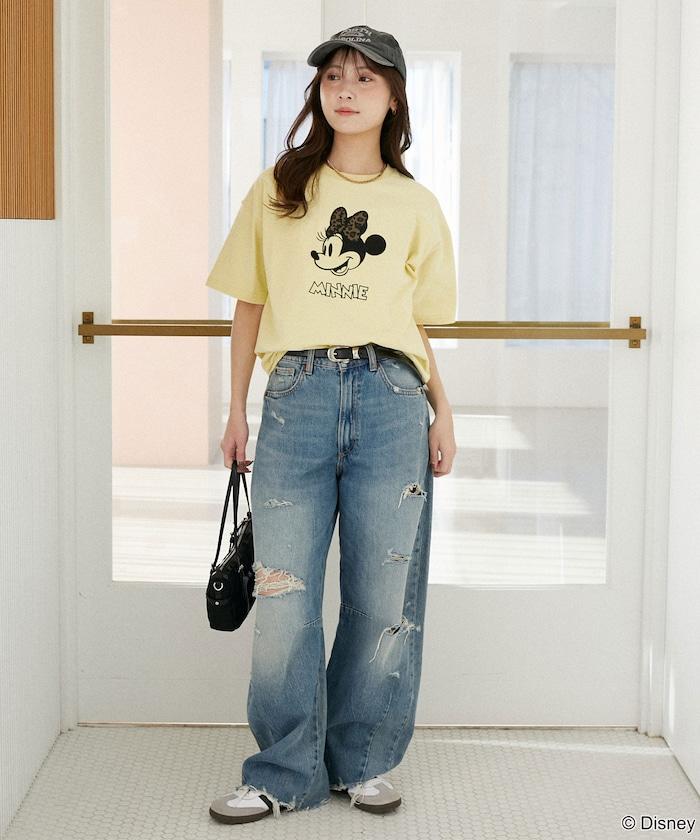 Minnie Mouse/ミニーマウス 豹紋拼接T恤