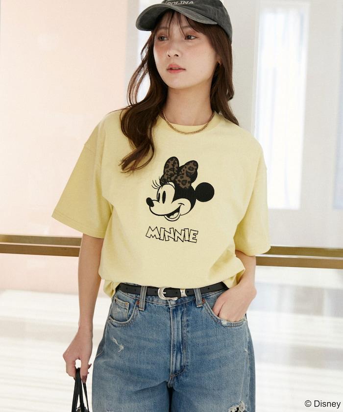 Minnie Mouse/ミニーマウス 豹紋拼接T恤