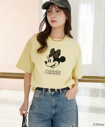 Minnie Mouse/ミニーマウス 豹紋拼接T恤