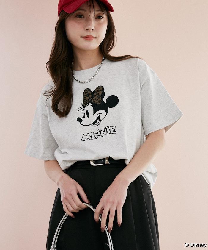 Minnie Mouse/ミニーマウス 豹紋拼接T恤
