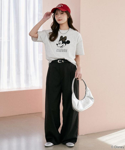 Minnie Mouse/ミニーマウス 豹紋拼接T恤