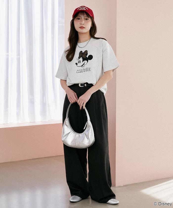 Minnie Mouse/ミニーマウス 豹紋拼接T恤