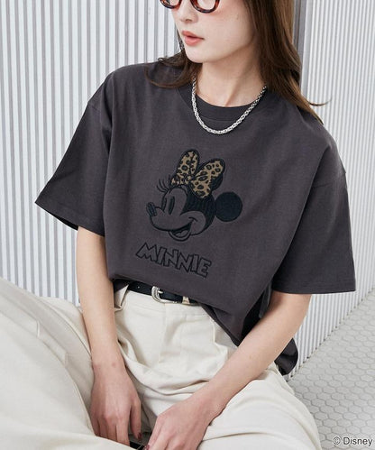 Minnie Mouse/ミニーマウス 豹紋拼接T恤