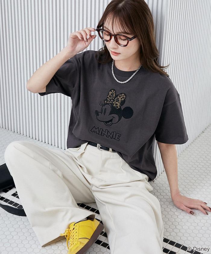 Minnie Mouse/ミニーマウス 豹紋拼接T恤