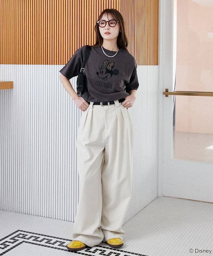 Minnie Mouse/ミニーマウス 豹紋拼接T恤