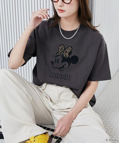 Minnie Mouse/ミニーマウス 豹紋拼接T恤