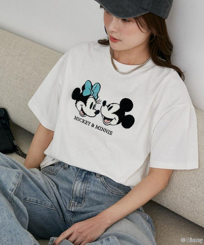 Mickey Mouse & Minnie Mouse（米老鼠和米妮） 相良刺繡 T恤