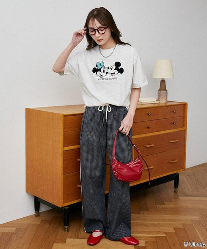 Mickey Mouse & Minnie Mouse（米老鼠和米妮） 相良刺繡 T恤