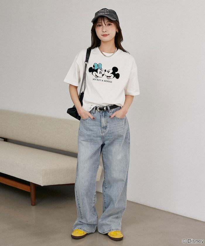 Mickey Mouse & Minnie Mouse（米老鼠和米妮） 相良刺繡 T恤