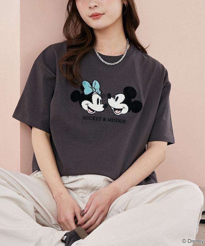 Mickey Mouse & Minnie Mouse（米老鼠和米妮） 相良刺繡 T恤