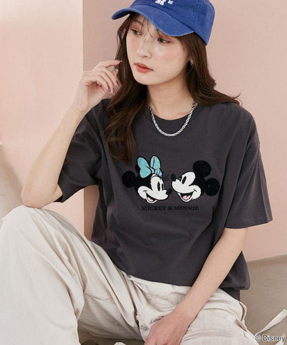 Mickey Mouse & Minnie Mouse（米老鼠和米妮） 相良刺繡 T恤