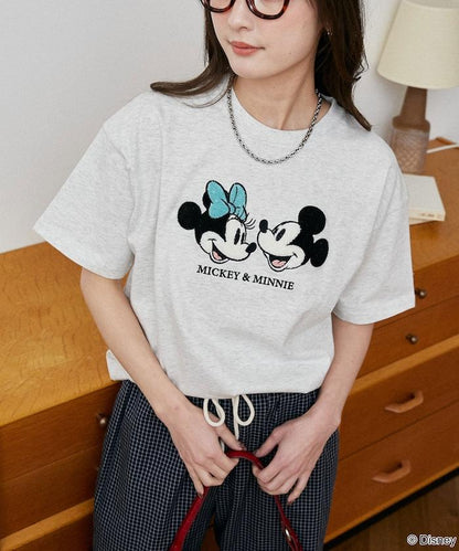Mickey Mouse & Minnie Mouse（米老鼠和米妮） 相良刺繡 T恤
