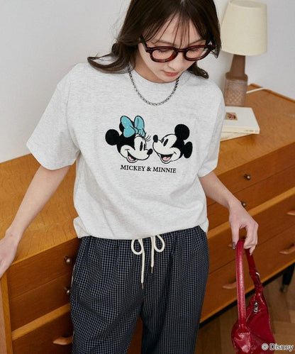 Mickey Mouse & Minnie Mouse（米老鼠和米妮） 相良刺繡 T恤