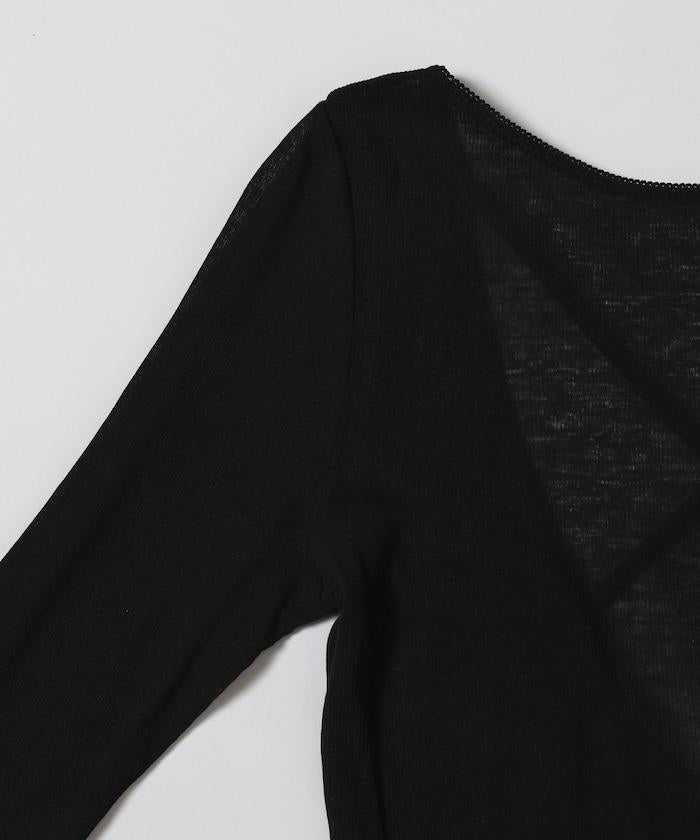 棉質羅紋長袖上衣 Cotton rib long sleeve top N26SS-C07