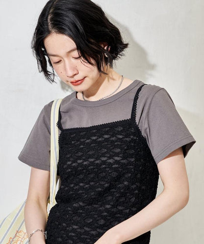 蕾絲吊帶T恤套裝