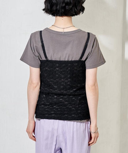 蕾絲吊帶T恤套裝