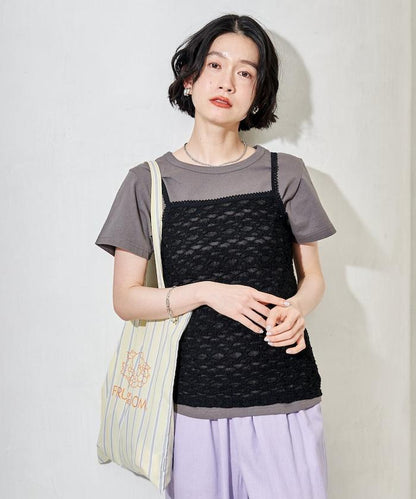 蕾絲吊帶T恤套裝