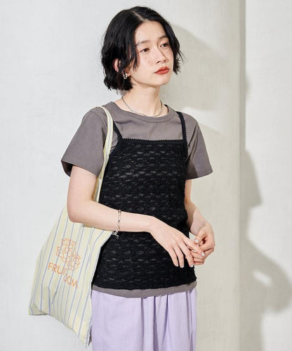 蕾絲吊帶T恤套裝