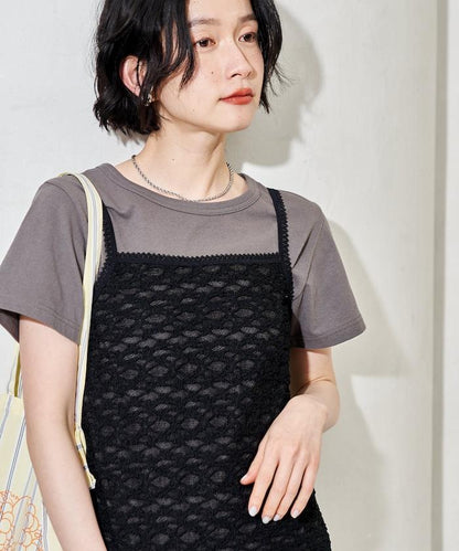 蕾絲吊帶T恤套裝