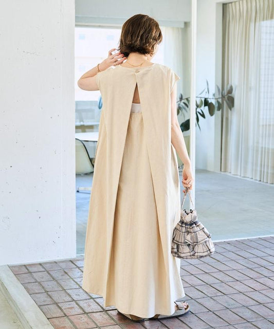 印度棉 彈力 後背開口 連衣裙