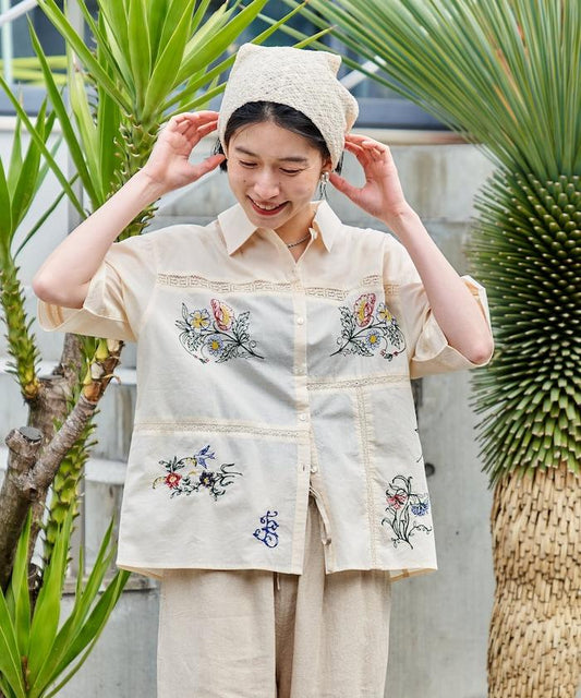 印度 拼接刺繡 長袖襯衫