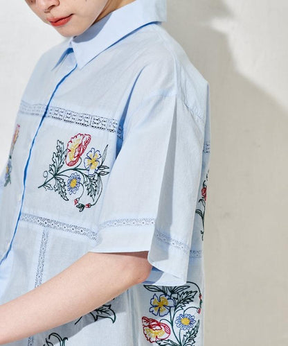 印度 拼接刺繡 長袖襯衫