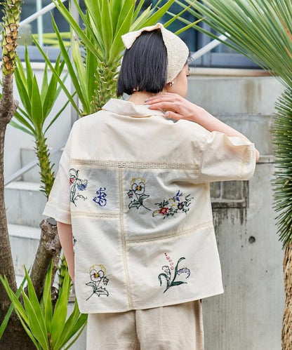 印度 拼接刺繡 長袖襯衫